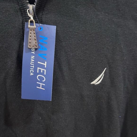 Nautica Navtech black fleece 1/4 zip fleece pullover sweatshirt size large NWT - Picture 3 of 8